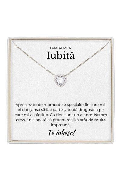 The Jewel Heart Colier romantic cu pandantiv pentru iubita ta, zirconiu cubic...