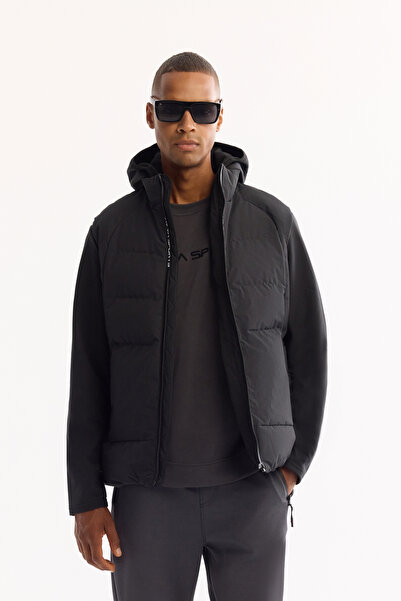 Avva Men's Black Hooded Functional Dual-Use Water-Repellent Windproof Comfort...