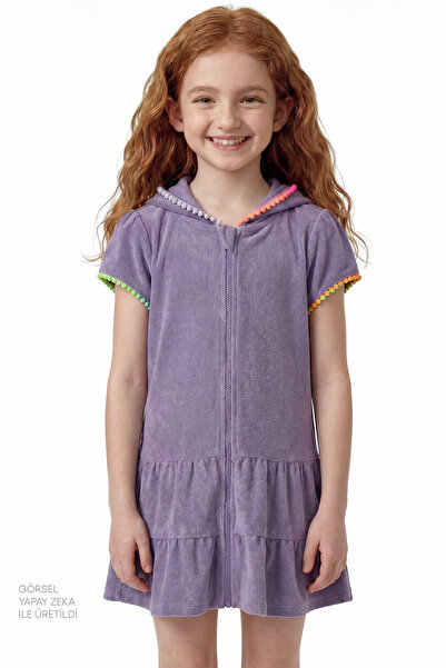 Penti Mädchen-Kaftan aus fliederfarbenem, süßem, pastellfarbenem Frottee mit ...
