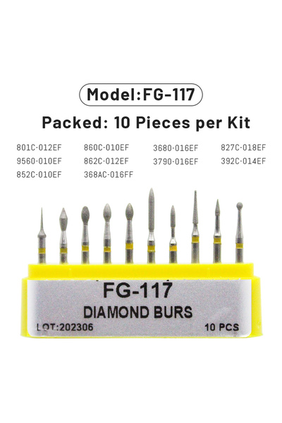 Choice41 FG-117 10pcs Dental Diamond Burs Drill FG 1.6mm Dental Dia-Bur for H...