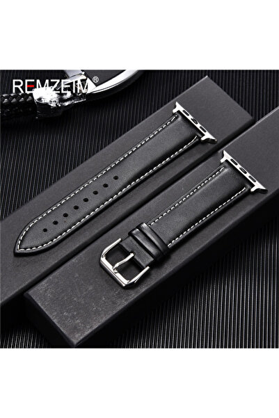 Choice 38mm or 40mm or 41mm Black-W-S Calfskin Genuine Leather Watchband 38mm...
