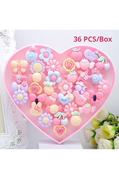 Choice 36Pcs Pink 36Pcs Kids Cute Rings Resin Cartoon Jewelry Flower Shape Ad...