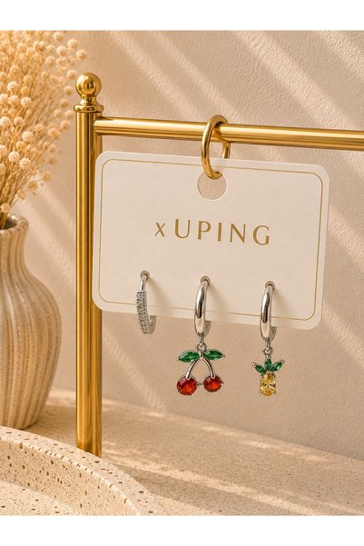 JEWELERY Shine Jewellery Silver Fruit Figured 3-Piece Earring Set – Non-Tarni...