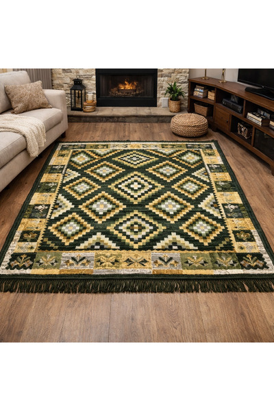 Horecahome Covor țesut, cu doua fete, culoare verde H&H 404