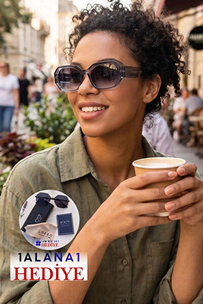 Lozzo Women's uv400 rectangle smoked frame sunglasses 23027 c5
