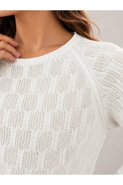 Irmak Kerekli Women's Boat Neck Short Sleeve Hair Knit Knitwear Blouse 1604 Ecru