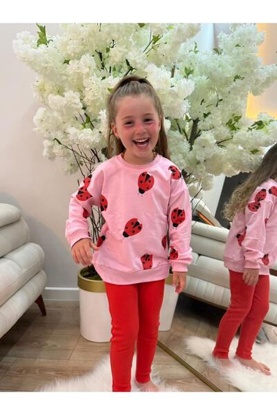 YİGİT BUTİK Girls' Printed Long Sleeve Leggings Set