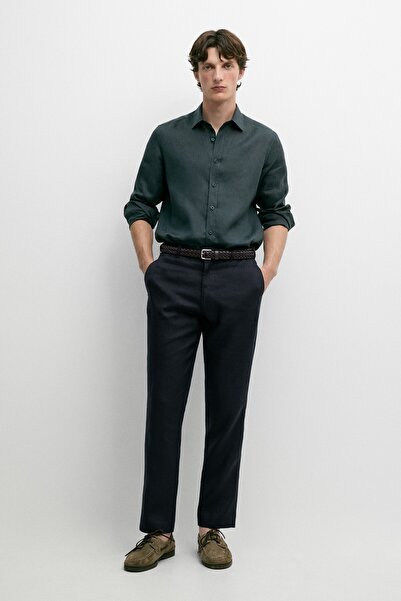 Massimo Dutti Tapered fit linen trousers
