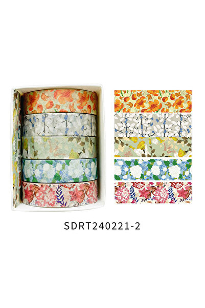 Choice11 SDRT240221-2 5 لفات من شريط الديكور الرومانسي المزين بالزهور، شريط و...