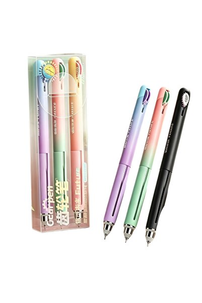 Choice قلم حبر جاف قابل للسحب B-3PCS Gear Pen Fidget Gel بحبر أسود 0.5 مم، لل...