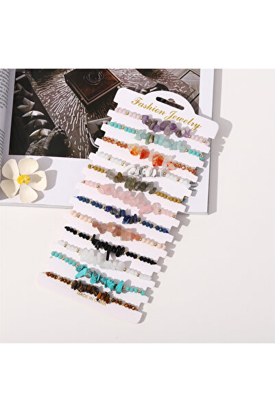 Choice Stone Bracelet 12 Pieces Of Colorful Crushed Stone Woven Bracelets are...