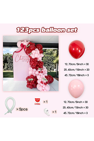 Choice Other Balloon Set 123pcs Pink and Pomegranate Red Balloon Wreath Set L...