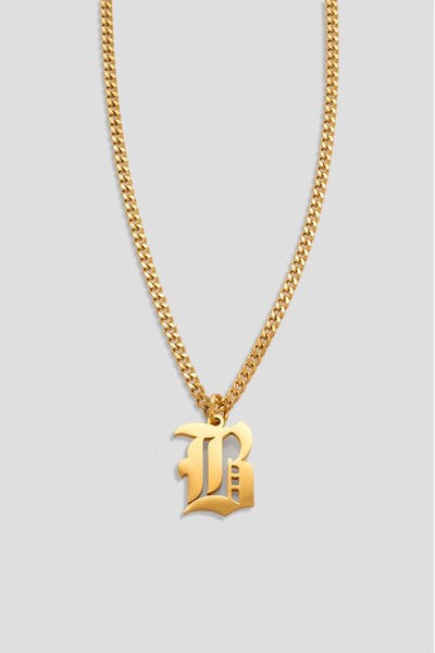 UKHWD SUPPLY Gothic Letter B 316L Steel Necklace - Ka1101Al