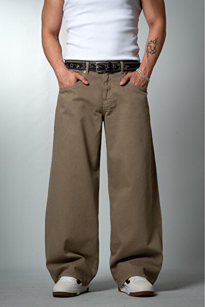 GRJ denim Pantaloni de blugi pentru bărbați, verde oliv prăfuit, cu croială l...