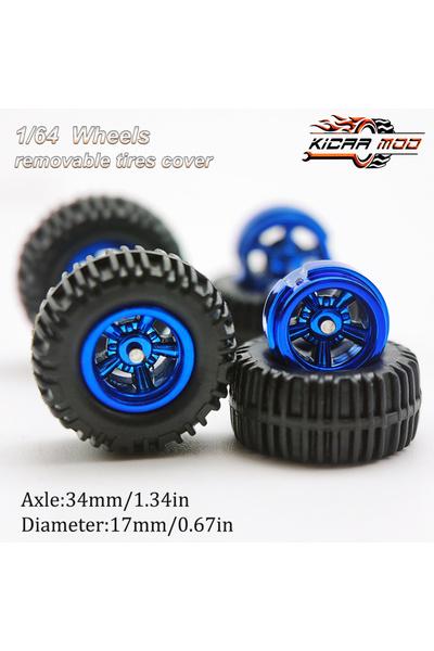 Choice5 Electroplated blue 1/64 Model Car Wheels with All Terrain Tires Five ...