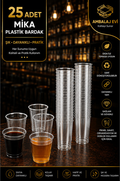 Ambalaj Evi Şeffaf Mika Shot Bardağı 50 cc Sert Plastik Kahve Yanı & Şerbet B...