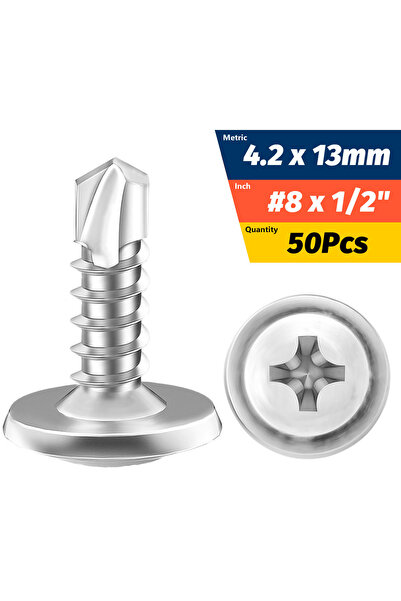 Choice1 50 pieces 4.2x13mm (8x1-2) #8 M4.2 Self-Tapping Sheet Metal Screws 41...