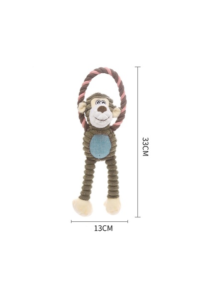 Choice Monkey Giraffe Shape Corduroy Dog Squeaky Toy Cotton Rope Chew Toy for...