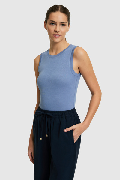 U.S. Polo Assn. Tricou de bază Indigo cu gât rotund pentru femei 50323534-VR028