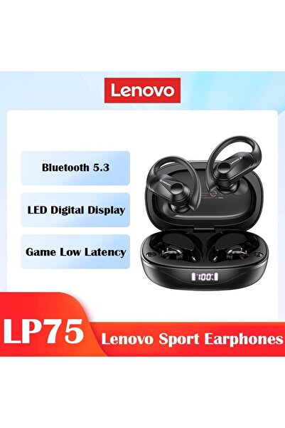 LENOVO LP75 Black LP75 Bluetooth 5.3 Earphones TWS Wireless Sport Headphones ...