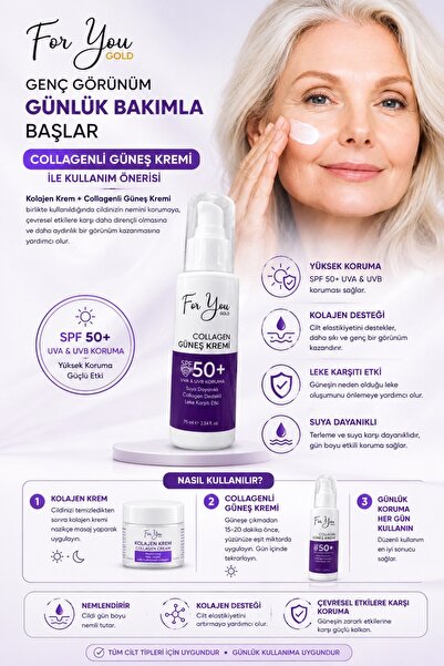 For You Gold Dolgunlaştırıcı, Yaşlanma Ve Kırışıklık Karşıtı Anti-aging Etkili Collagen Cilt Bakım Kremi 50 ml