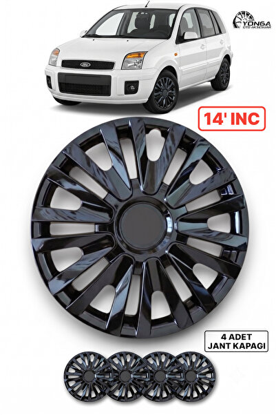 YONGA OTO AKSESUAR FORD FUSİON 14 İnç Jant Kapağı 4'lü Set Piano Black + 4 Am...