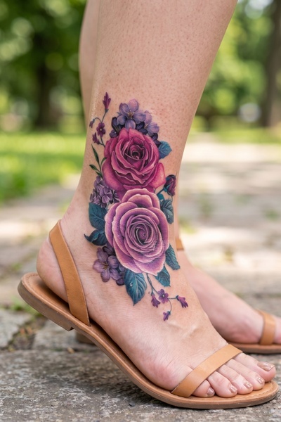 BP Tattoo Renkli Peony Geçici Dövme Çiçek Dövmesi