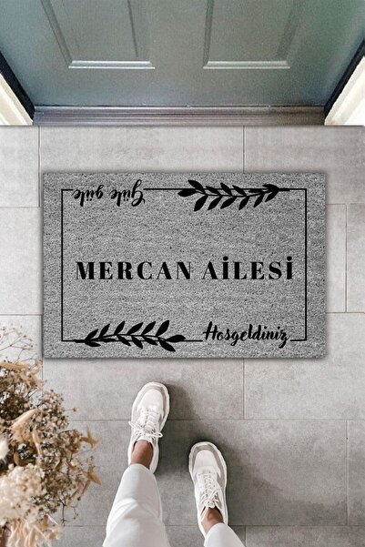 Dormot Home Kişiye Özel Tasarım Paspas - Gri Hoşgeldiniz Ve Güle Güle Temalı ...