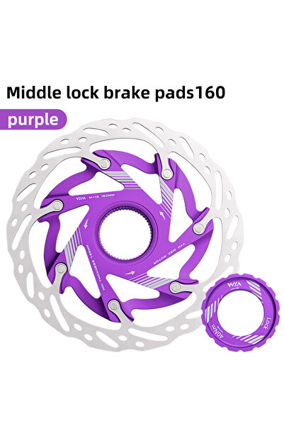 Choice 160mm Purple VXM Road Bicycle Center Lock Disc Brake Rotor Pads CNC Li...