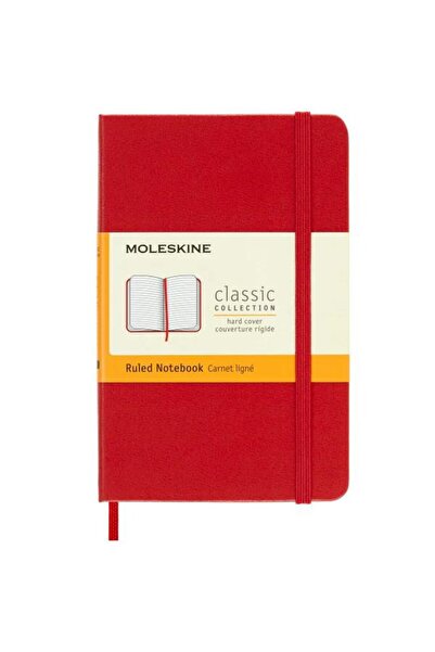 Moleskine Roșu de buzunar, 192 de pagini, cu dungi
