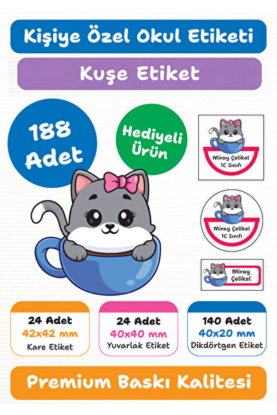 repro design Kişiye Özel 188 Adet Okul Etiketi | Kalem Defter Kitap için İsim...