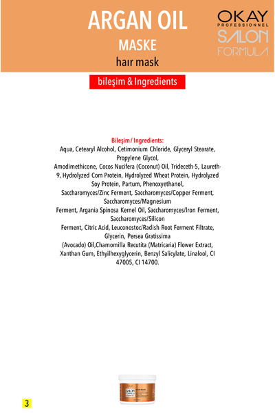 Okay Salon Formula Çok Yıpranmış ve Kuru Saçlar İçin ARGAN Saç Bakım Maskesi 500ml
