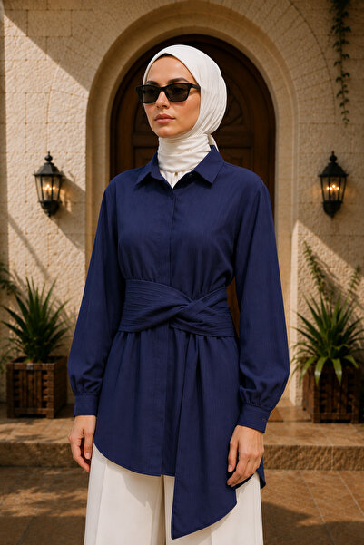 bellura Belden Bağlamalı Krinkıl Gömlek
