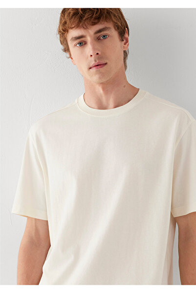 Mavi Ekru Basic Tişört Loose Fit / Bol Rahat Kesim 0613466-80194