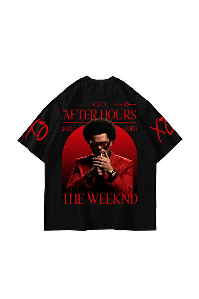Sekizbiraltı Tricou oversize negru The Weeknd After Hours