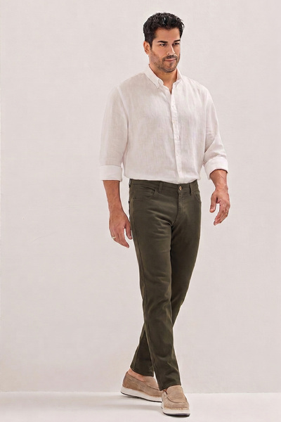 AC&Co / Altınyıldız Classics Pantaloni casual elastici din pânză de bumbac, c...