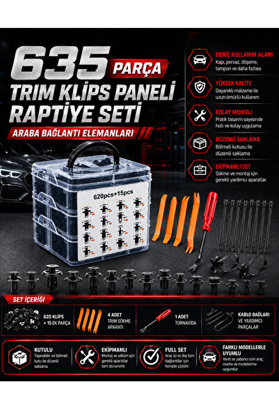 MeyZone 635 Parça Oto Fastener Klips Tampon Kapı Pervazı Tutucu Raptiye Klips...