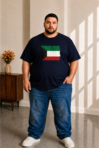 sngl tekstil Men's Big Size Short Sleeve Kuwait Flag Printed T-Shirt 3XL 4XL ...