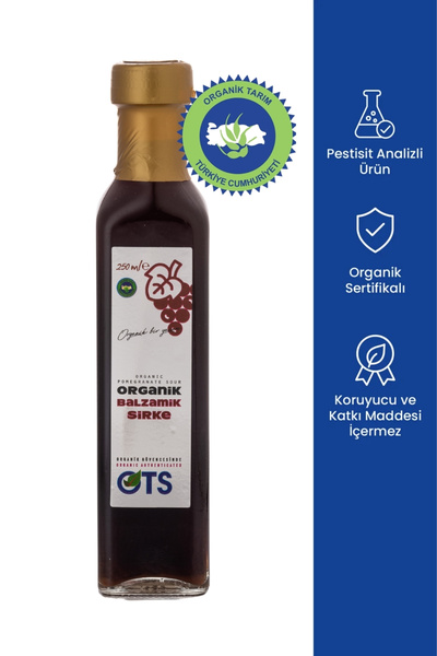 OTS Organik Balzamik Sirke 250 ml (Organik Sertifikalı, Pestisit Analizli)