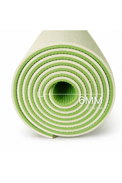 Rebuwo TPE Çift Taraflı Armonia Yoga Pilates Matı Kaymaz, Hafif ve Taşınabilir 6mm - Krem & Yeşil