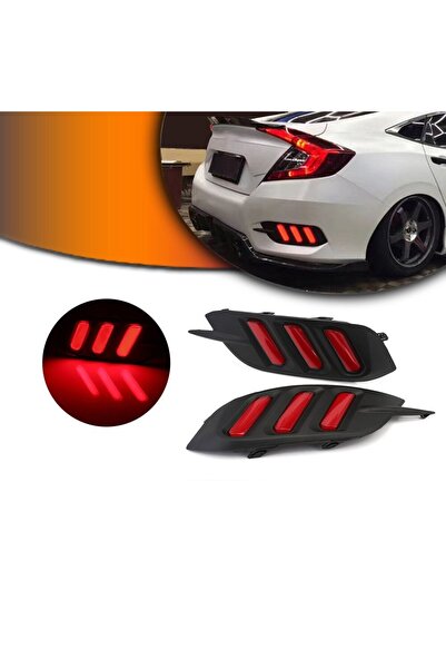 Civic Fc5 Arka Sis Lambası Ledli 3 Çizgili Kırmızı