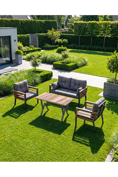 Tu Tienda PAPATYA BAHÇE BALKON MUTFAK TAKIMI 2+1+1+MASA(70*120),KOYU GRİ