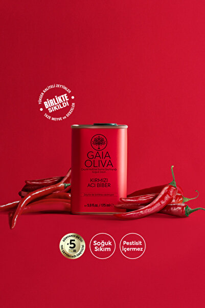 Gaia Oliva Kırmızı Acı Biber Çeşnili 175 ml Natürel Sızma Zeytinyağı (Yeni Ha...