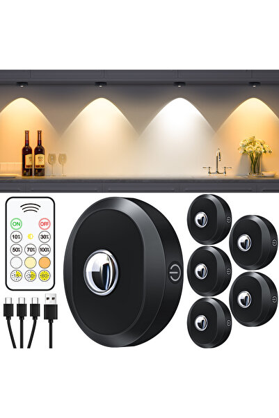 Choice Warm Light 6pcs WILLED Rechargeable RGB Puck Light with Remote Control...