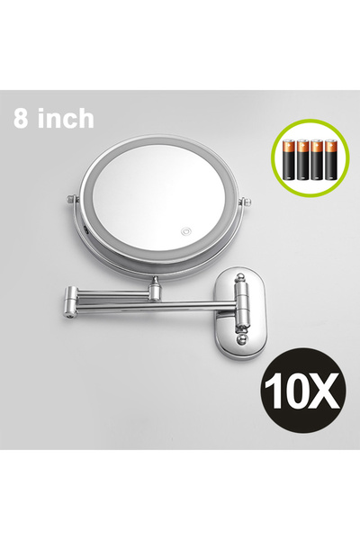 Choice4 Chrome 10X (Battery) 8 Inch Black Wall Mounted Bathroom Mirror 10x Ma...