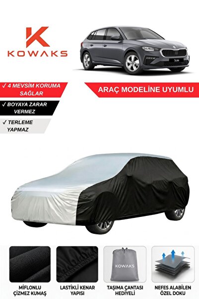KOWAKS Skoda Scala Oto Branda, Araba Brandası, Siyah-Gri