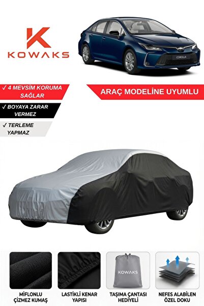 KOWAKS Toyota Corolla Sedan (2019-2026) Oto Branda, Araba Brandası, Siyah-Gri