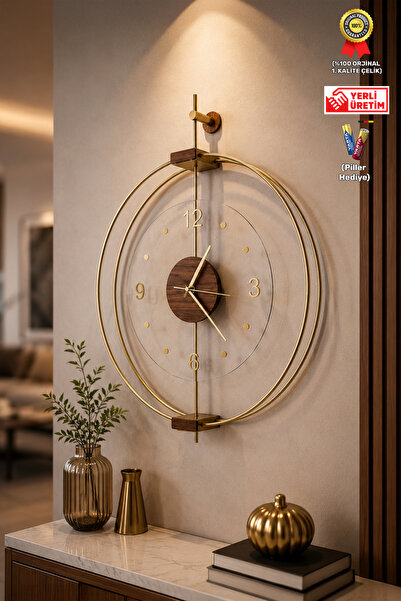 Wallover Design Büyük Boy Rosa Luxry Kırılmaz Camlı Özel Gold - Ceviz Sessiz ...