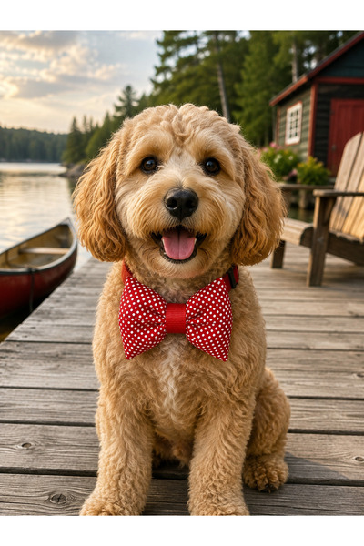 PATİMİO Ayarlanabilir Kedi Köpek Papyonu Red Bubbles