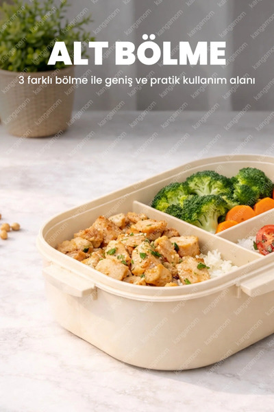 M&L LUNCH BOX 6 Bölmeli Taşınabilir Yemek Kabı Lunch Box Diyet Beslenme Kutusu Saklama Kabı Çatal Kaşık Sefer Tası